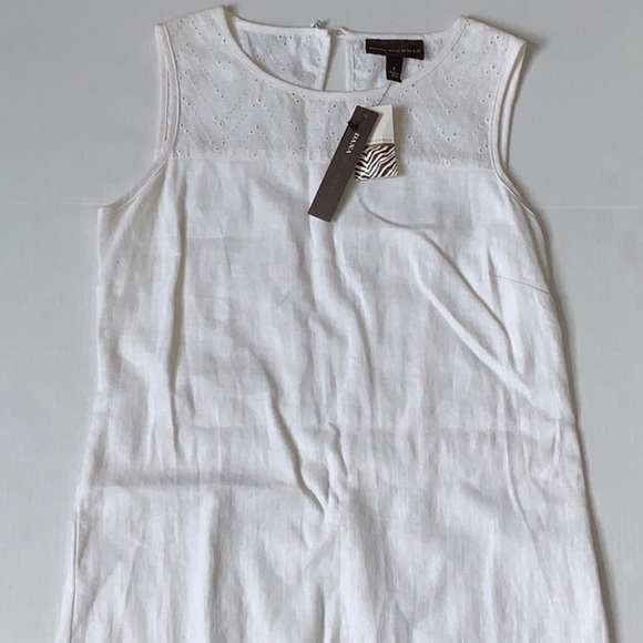NWT Dana Bachman Linen Cotton Blend White Sleeveless Summer Dress - Size 4 - Picture 1 of 6